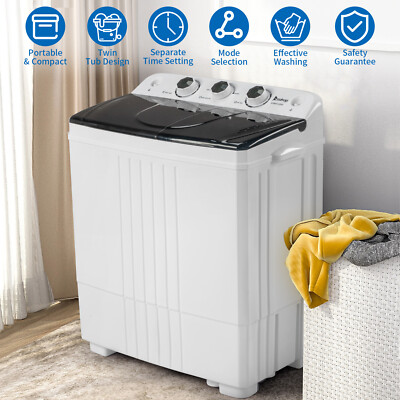 20LBS Portable Washing Machine Compact Twin Tub Laundry Washer