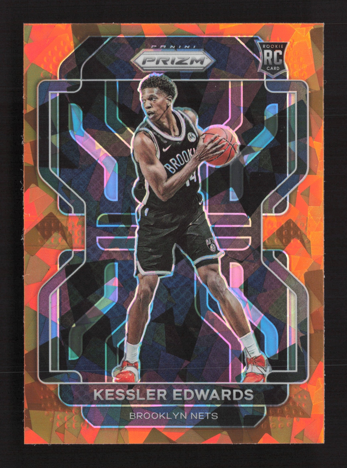 2021-22 Panini Prizm Orange Cracked Ice Kessler Edwards RC #284 Brooklyn Nets