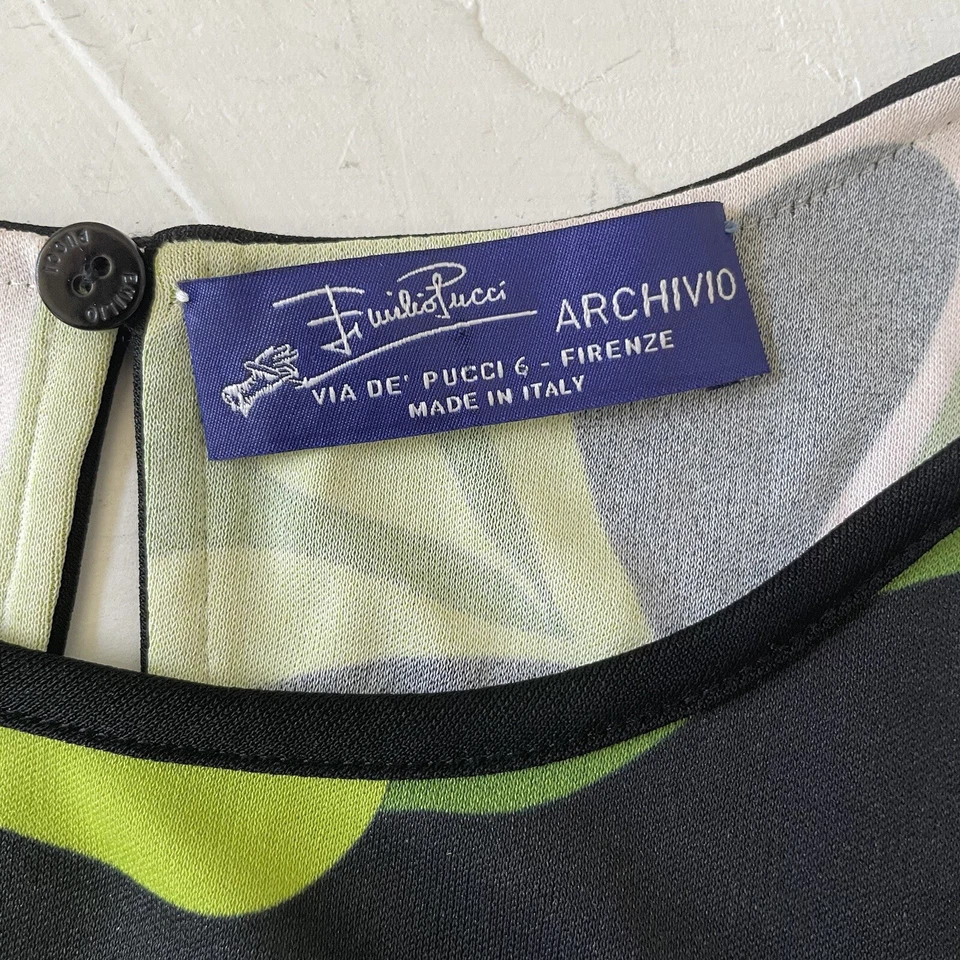 Emilio Pucci Womens Floral Dress Pink Green Black Sleeveless Size US 10 - Image 4 of 4