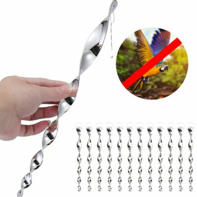 12pcs Bird Repellent Reflective Scare Rods Spiral Deterrent Control Device 12''