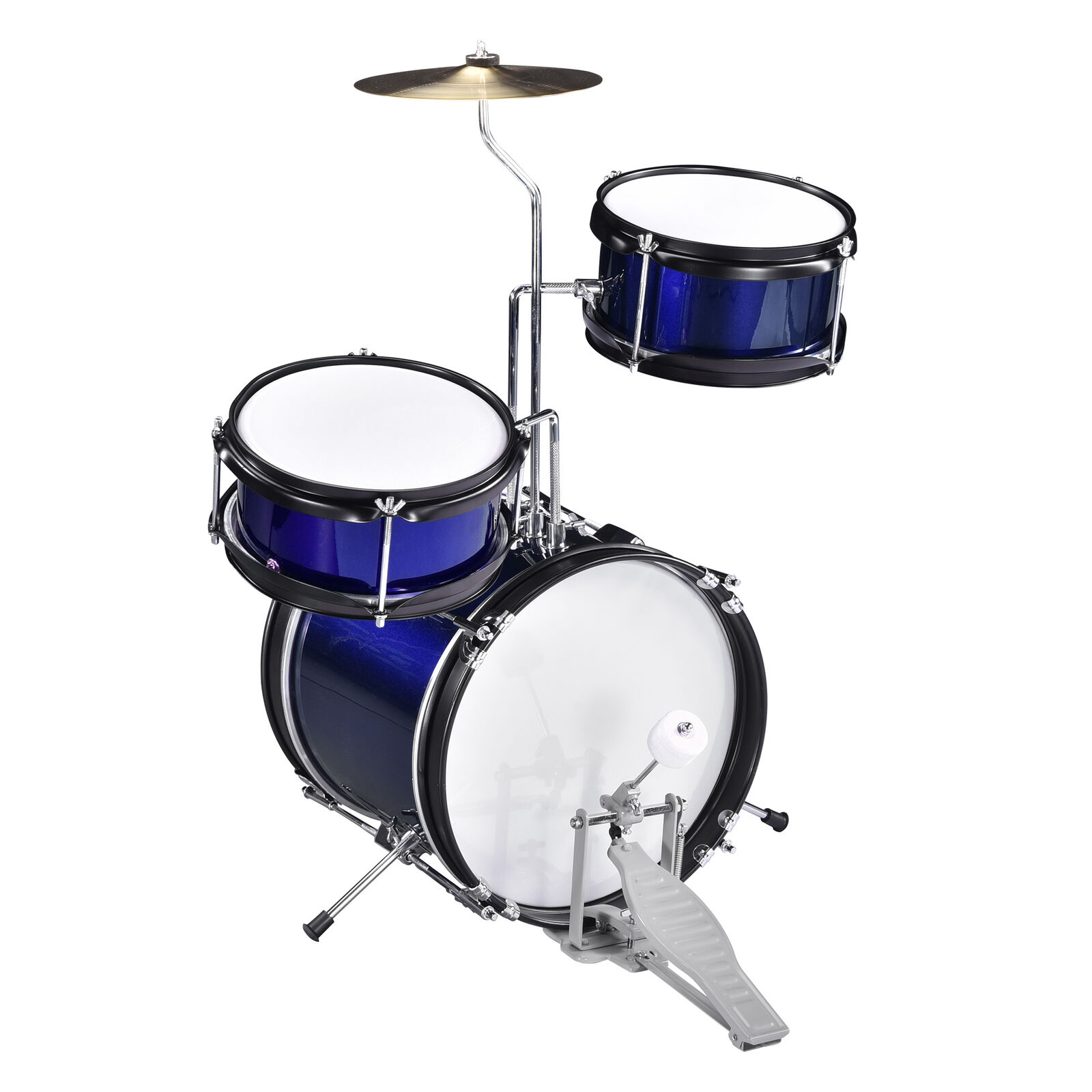 Kids Drum Set w/ 3 Drums Bass Tom  Cymbal Throne Stool Kit for Boy Girl Gift