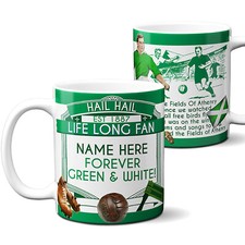 Image of Personalised Football Mug Glasgow Celtic Fan Vintage Retro Cup Dad Gift VFM23