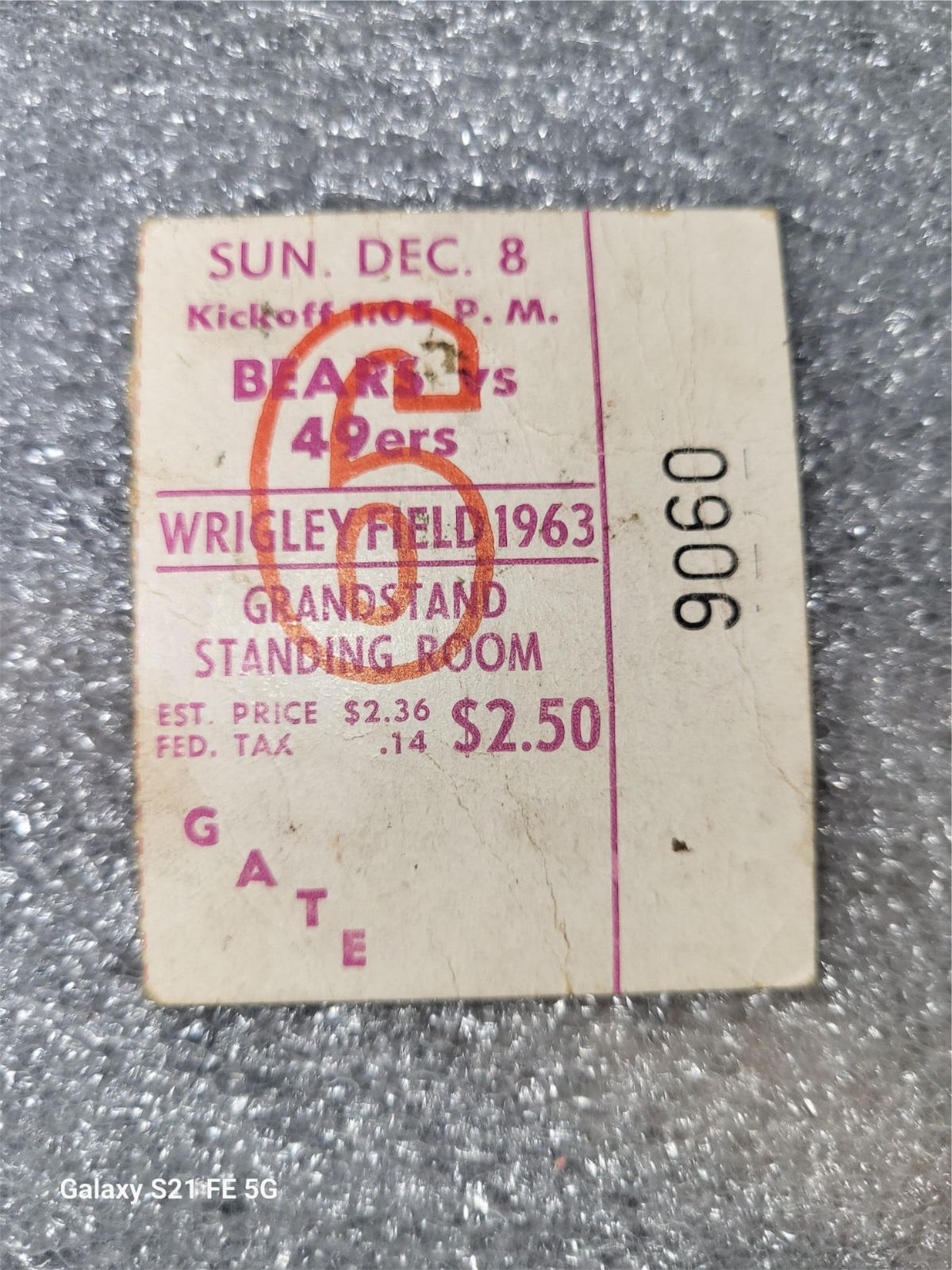 Original 1963 Chicago Bears Game Ticket Stub Bears Vs 49ers