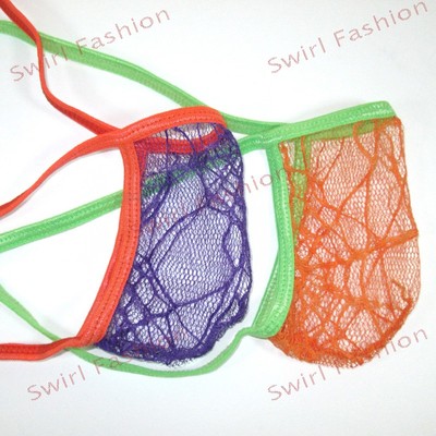 K367 SEXY MEN STRING POSING POUCH Thong C-thru Spider Net Push forward Big