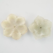 Pair of Chinese Ming Jade Flower Buttons Clothing Ornaments