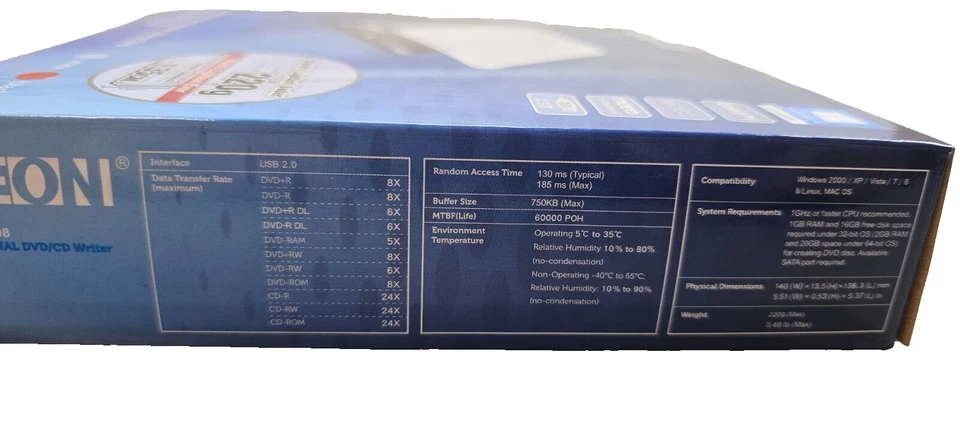 New LITE-ON 8x External USB DVD/CD Writer Drive Black eBAU108 Ultra Slender - Image 4 of 4