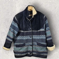 Vtg Gabriella Benelli Blanket Suede Fleece Quilt Lined Coat Jacket M
