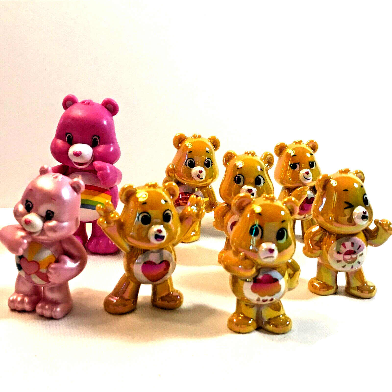 2022 Care Bears Gold and Ruby Edition Special Collector Set of 6 Plus 2 Pink
