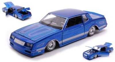 MAISTO 1/24 CHEVROLET MONTECARLO LOWRIDER 1986 BLAU STATISCHES MODELL DIECAST