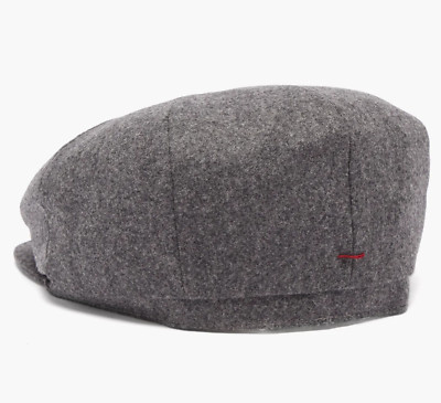 BRUNELLO CUCINELLI Iconic Wool Flat Cap Slider Hat Cap Grey Bnwt S