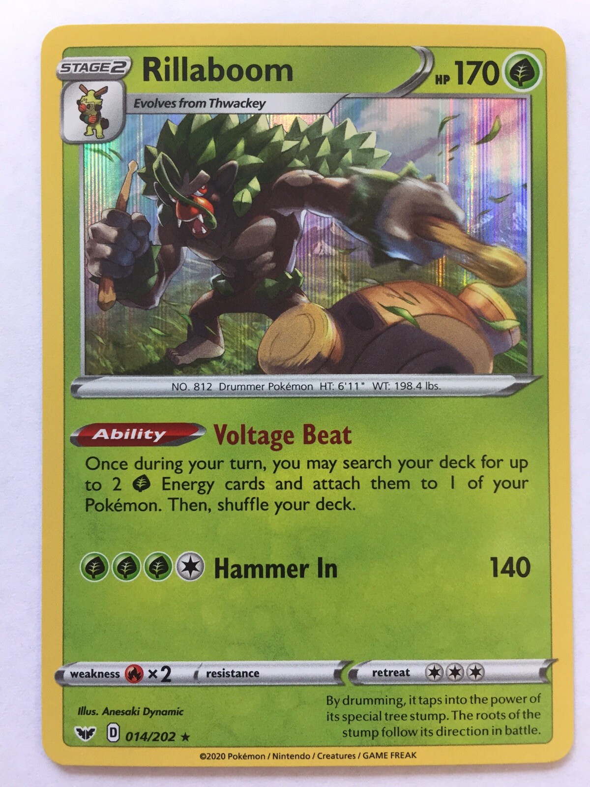 Collectible Card Games Pokemon Card Rillaboom 014 2 Holo Rare Sword Shield Nm M Dpskhanapara