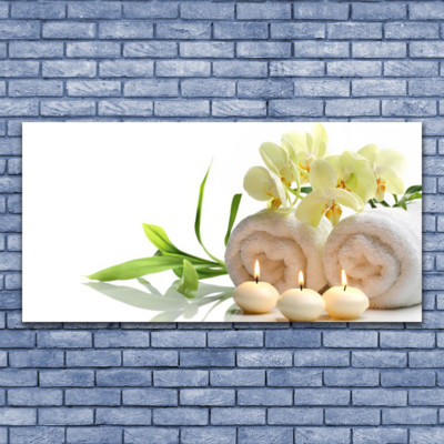 Tableau Sur Toile Tulup - 140x70 Cm - Impression Art Eau Fleur, Blanc Et Bleu