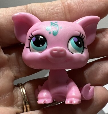 2006 LPS Littlest Pet Shop Pig #2884 Music Notes Teal Eyes Hasbro