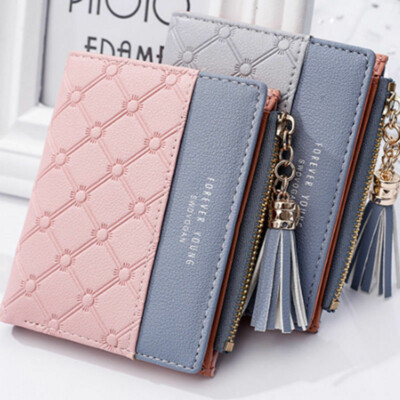 Womens Leather Wallets Bifold Tassel Clutch Small Purse Card Holder Handbag Gift