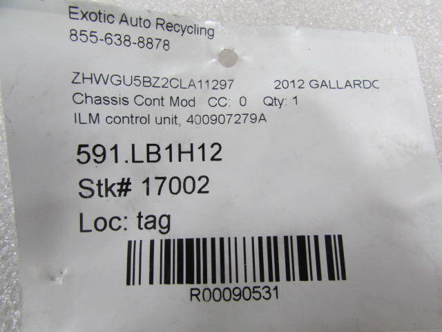 Lamborghini Gallardo, LP550, 560, 570, ILM Control Unit, Used, P/N 400907279A