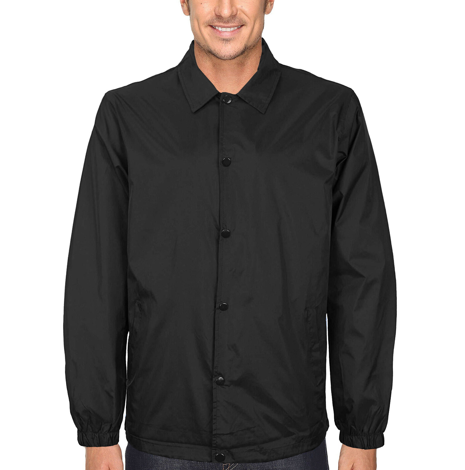 Мужская водостойкая нейлоновая ветровка на пуговицах Легкая тренерская куртка