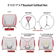 7'×7'/5'×5' Baseball Softball Net Practice Hitting Training Net with Carry Bag