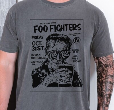 Foo Fighters T-Shirt Hard Rock Band on Vintage Black Comfort Colors 1717 Tee