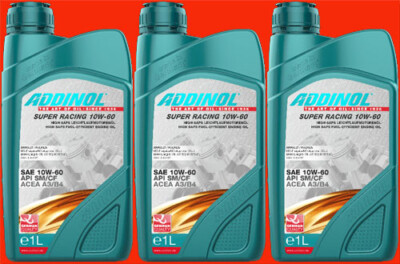 3 Litre PE Can(1L=12.65) Addinol SUPER RACING 10W60 Engine Oil API SN CF JASO MA