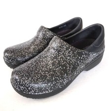 Crocs Womens 7 Neria Pro II Clogs Black Gray Speckle Slip On Comfort 205385