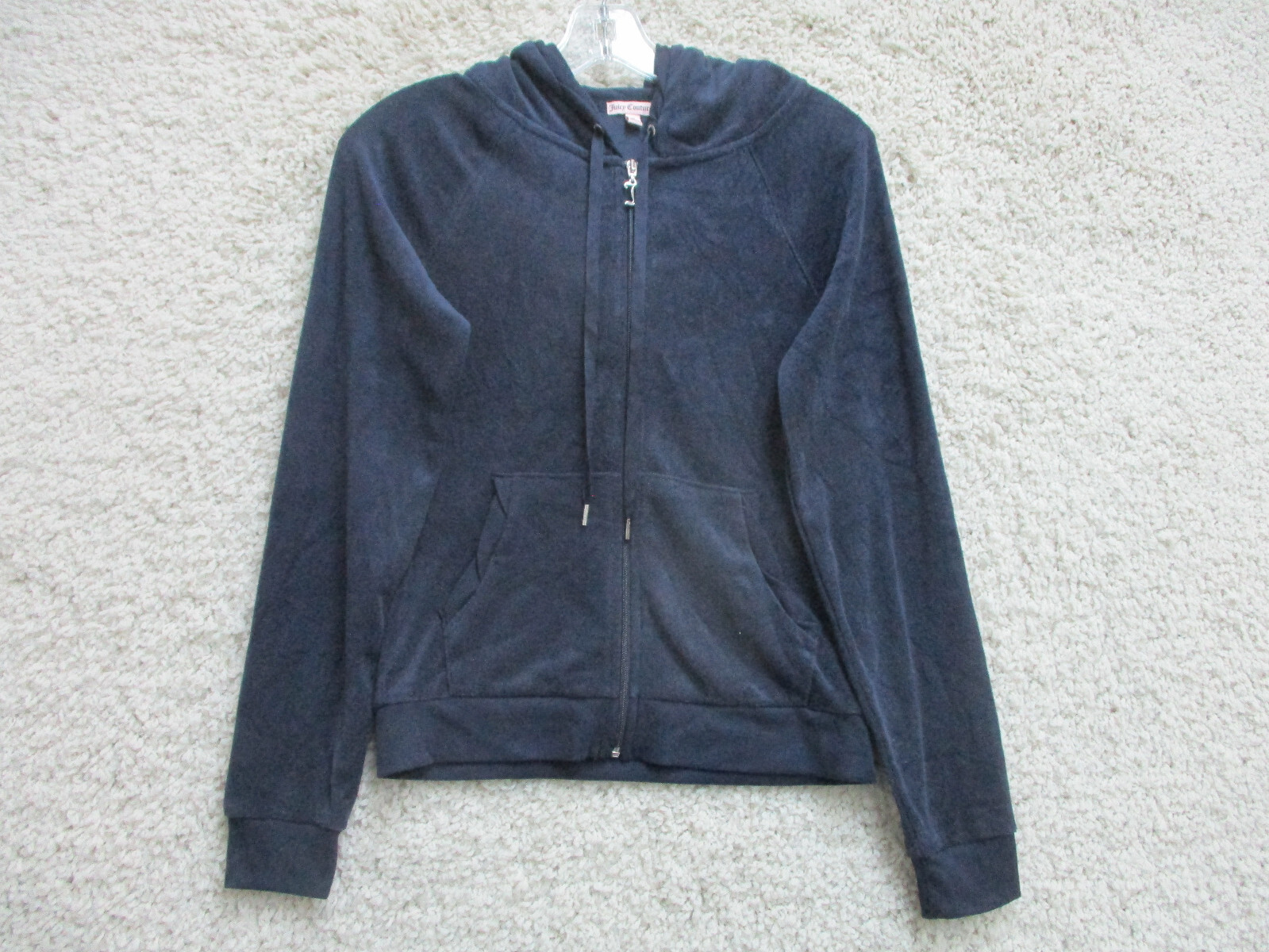 Juicy Couture Sweater Small Adult Navy Blue Hoodie Full Zip Pockets Womens S