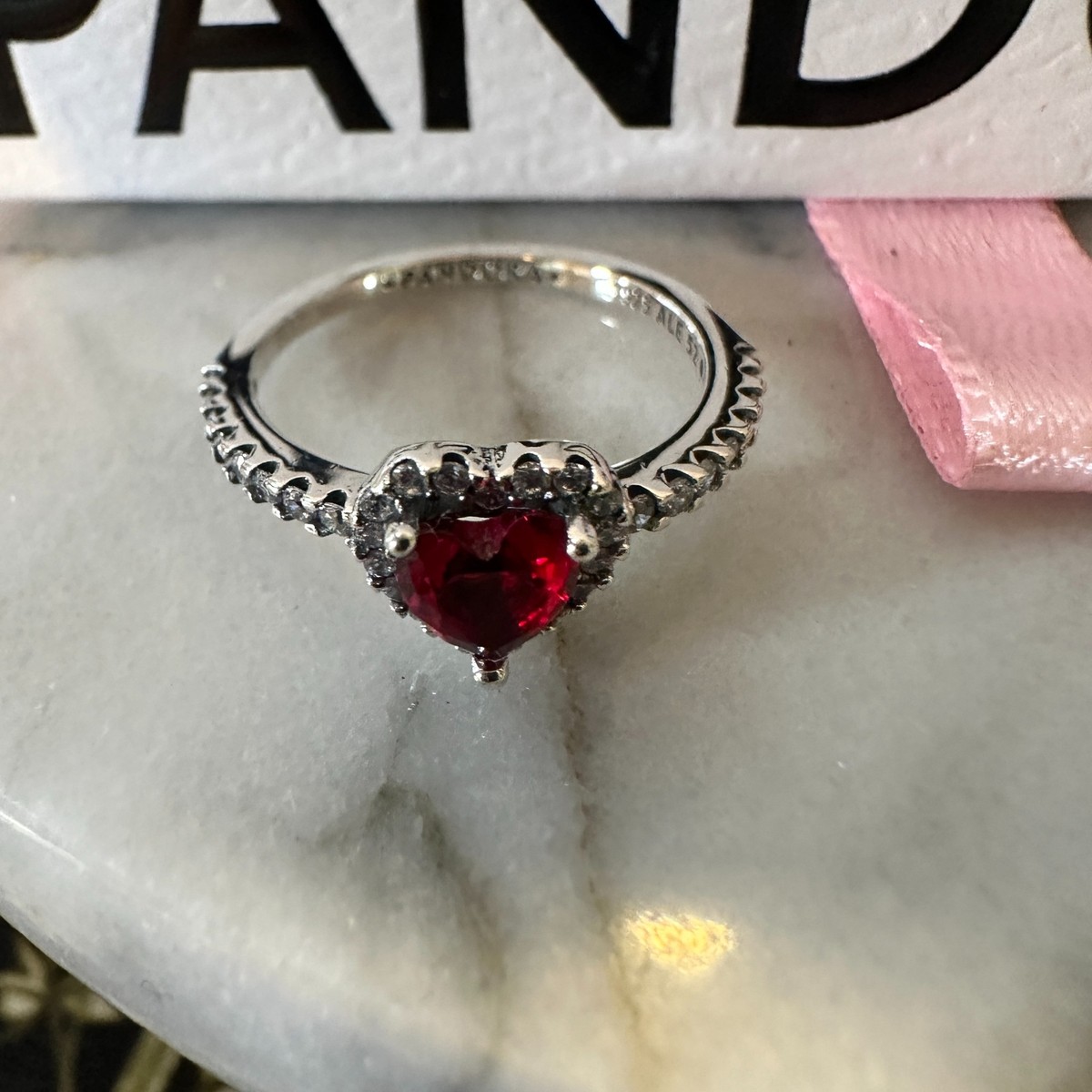 Genuine Pandora Pandora Ring With Red Stone Authentic Pandora