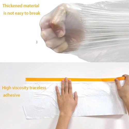 1Roll Spray Paint Pre-Taped Masking Film Paper Cloth Cover Home Dust Cover - Picture 12 of 18