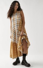 Free People Ladies No Stress Midi Check Patchwork Dress Size S