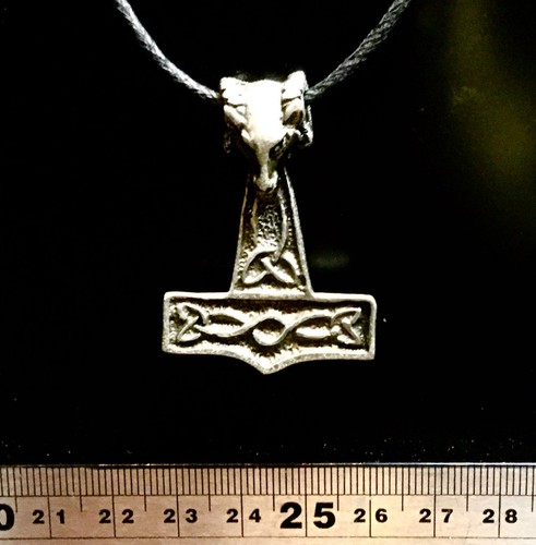 Thors Hammer Pewter Bronze Pendant Necklace Viking Mjolnir Odin Gothic Biker - Picture 2 of 3