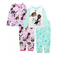 Encanto Mirabel and Isabela Girl's 4-Piece Long-Sleeved Cotton Pajama Set