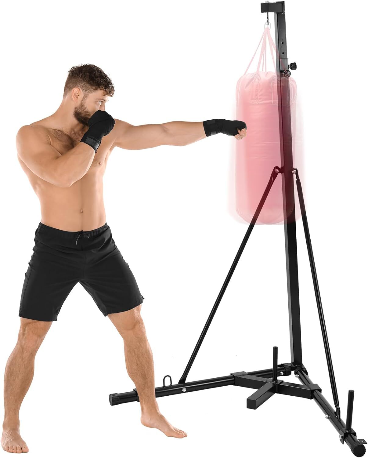 Heavy-Duty Adjustable Steel Punching Bag Stand Supports 150lbs
