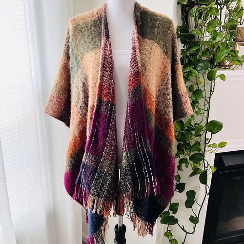 Sonoma Goods for Life Colorful Earthy Boho Super Soft Cozy Fringed Wrap - OS