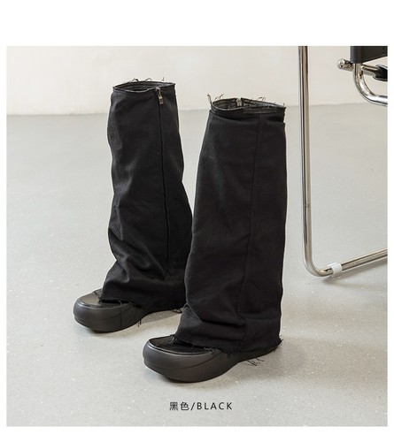 Damen Neu Clip Toed Dicke Sohlen Denim Lange Stiefel Nische Sichtbare Spitze Flache Stiefel - Bild 19 von 23