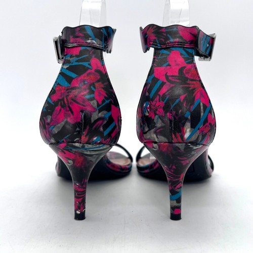 Scarpe donna Fioni floreali tacco aperto misura 7,5 rosa e blu cinturino alla caviglia NUOVE - Foto 7 di 15