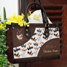 Personalized Chicken Leather Handbag Farmer Chicken Lovers Shoulder Bag Gift