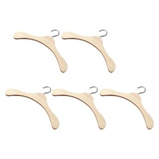 Mini Wooden Clothes Hangers For Dolls Set Of 5 With Metal Hooks