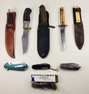 LOT OF 9 PCS! Vintage Knives 3 w/sheaths , 9" , Swiss , Case, Ozark