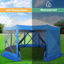 15x15ft Pop Up Gazebo Screen Tent Outdoor Sun Shelter Canopy With Mesh Windows 15x15ft Pop Up Gazebo Screen Tent Outdoor Sun Shelter Canopy With Mesh Windows