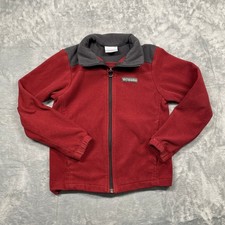 Columbia Kids Red Gray Full Zip Fleece Jacket Size S 8 Small Youth