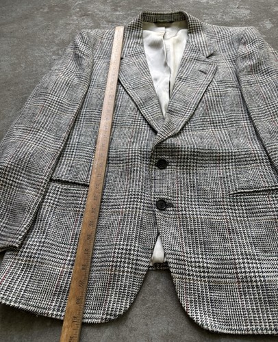 VTG Blazer Men’s 46R Check Gray Wool Sport Coat Union Made In USA - Picture 9 of 11