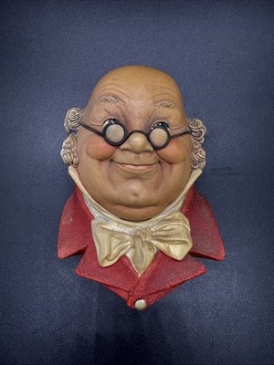 Old Bossons Mr. Pickwick Head Chalkware Wall Art Hanging Dicken England~Franklin