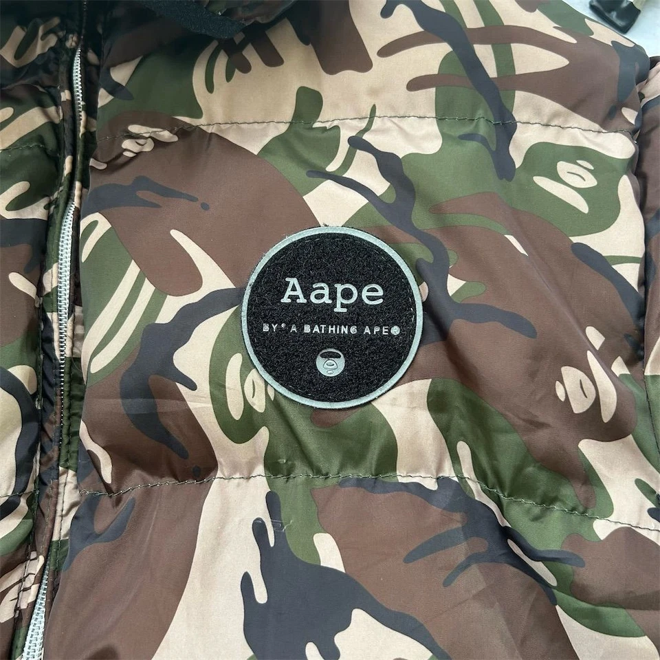 AAPE by A Bathing Ape Men's Green Camo Down Puffer Jacket Size L - Image 3 of 4