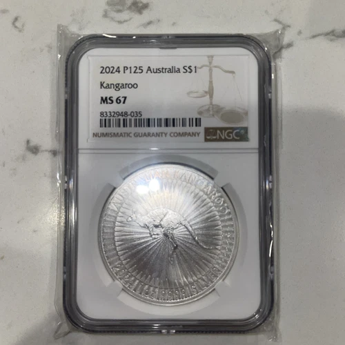 Australia 2024 $1 Silver Kangaroo NGC MS67  AMAZING LUSTER