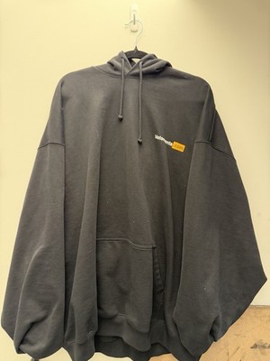 Vetements Limited Edition Unisex Black Fleece Hoodie Logo Pockets Size S