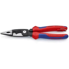 Knipex 8" 6-in-1 Electrical Installation Pliers with Tether (13828TBKA)