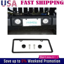 Stainless Steel License Plate Frame w Screw Caps Thin 2 Hole Silm Black