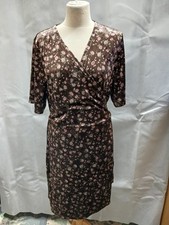 BNWT Cider Floral Wrap Tie Waist Velvet Brown with Pink Florals Dress- 2XL