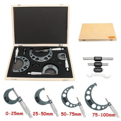 Outside Diameter Measuring Micrometer 0-4 Inch 0.0001 Reading Ratchet Thimble