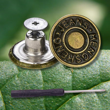 15 Sets Replacement Jeans Buttons, 17mm No-Sew Nails Removable Metal Jeans