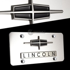 3d Lincoln Front Mirror Stainless Steel License Plate Frame Authentic With Caps